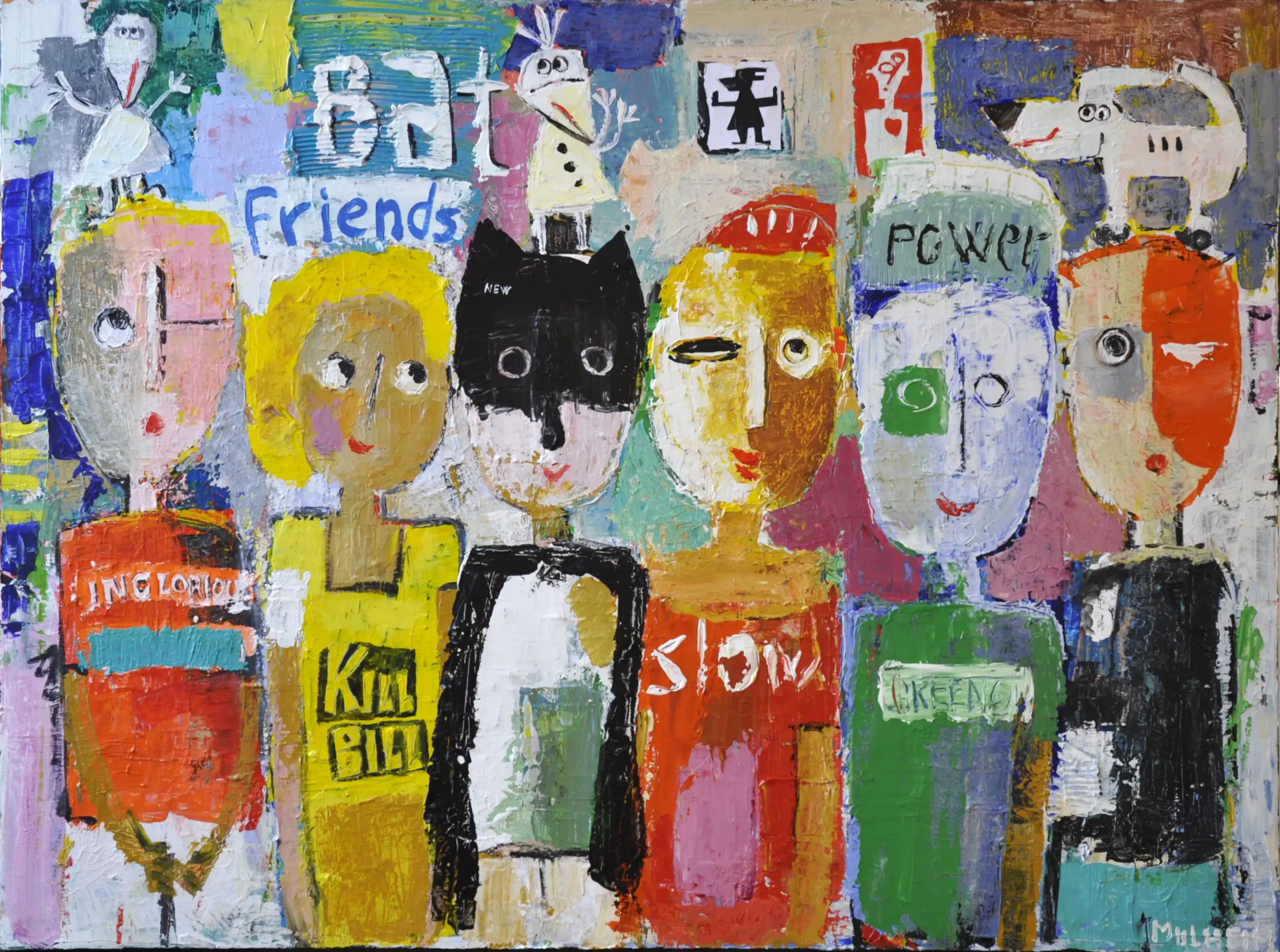 Bat friends - Peinture sur toile - Format 60F ( 97 cm x 130 cm )