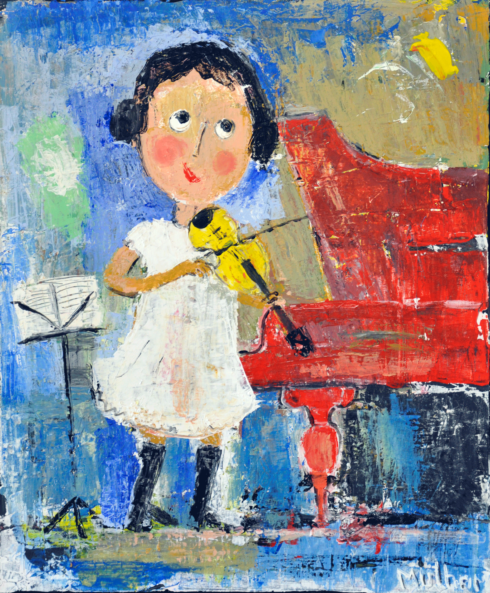 Xana la violoniste - Portrait sur toile - Format 15F ( 65 cm x 54 cm )