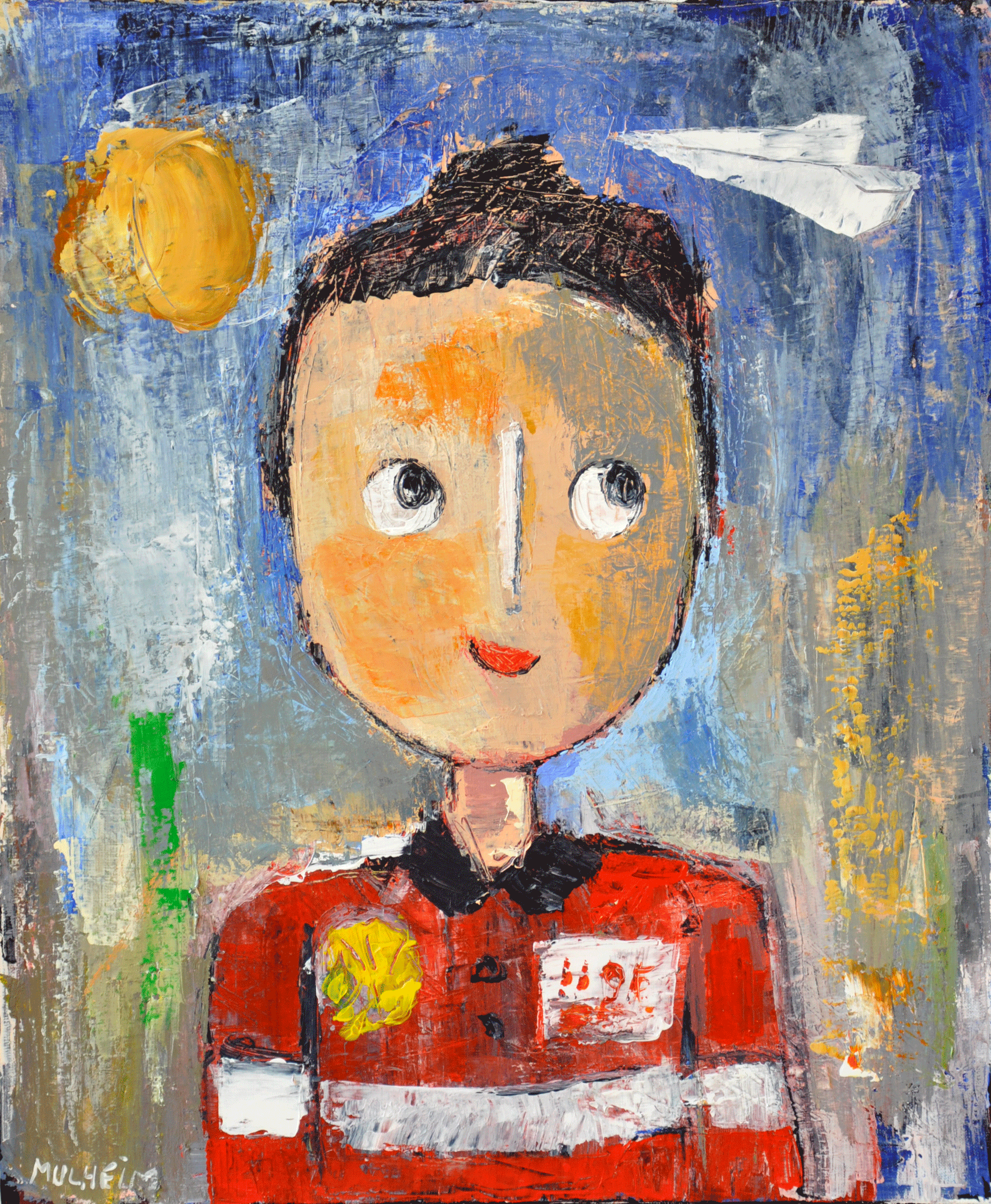 " El Bombero " - Portrait sur toile - Format 15F ( 65 cm x 54 cm )